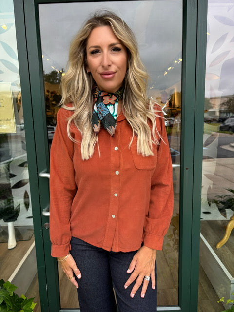 Long Sleeve Cord Top by SAGA in Terra