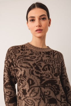 Jacquard Sweater by Indi & Cold in Tobacco