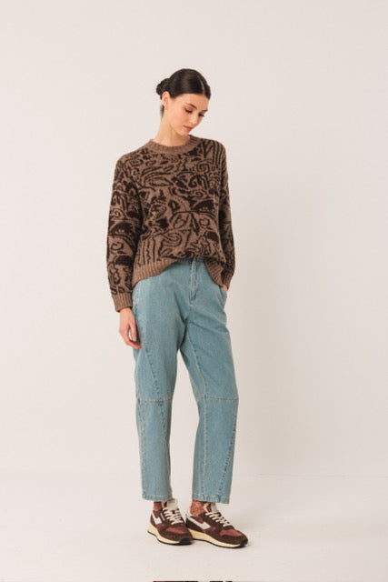 Jacquard Sweater by Indi & Cold in Tobacco