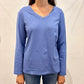 Long Sleeve V Neck Tee by Pure Amici in Ink