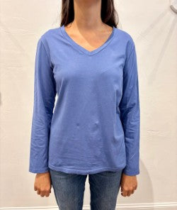 Long Sleeve V Neck Tee by Pure Amici in Ink