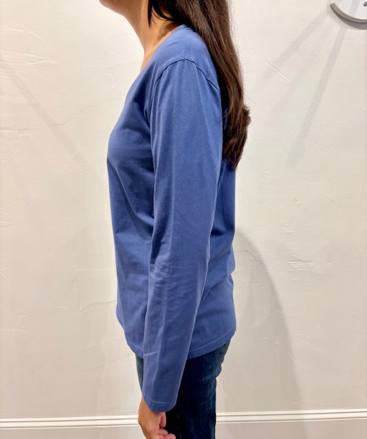 Long Sleeve V Neck Tee by Pure Amici in Ink