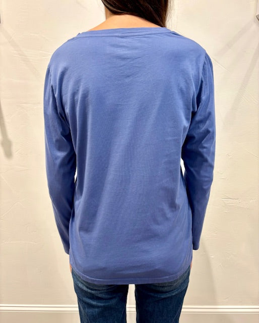 Long Sleeve V Neck Tee by Pure Amici in Ink