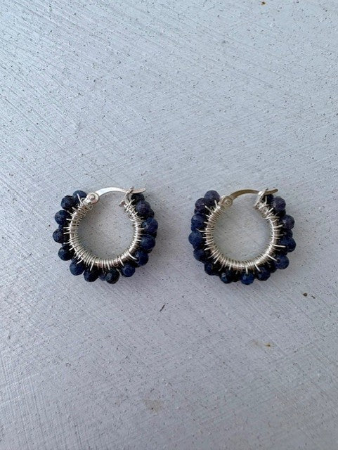 Diddi Earrings by IN2DESIGN in Silver and Blue Sapphire