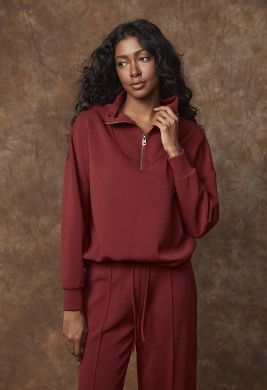 Seanni Soft Knit Long Sleeve Pullover by RD Stylein Chili
