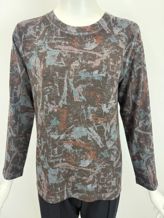 Printed Long Sleeve Crew Neck Top by Nally & Millie