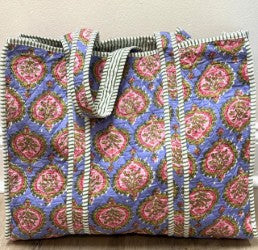 Medium Quilted Tote Bags by Queens Designs in Periwinkle & Pink