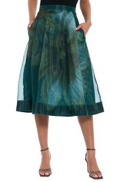 Organza Skirt by Maggy London in Teal/Blue