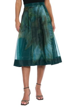 Organza Skirt by Maggy London in Teal/Blue