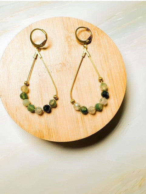 Gem Gradient Teardrop Earring by Santore Jewelry in Moss Agate