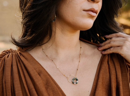 Gem Gradient Link Necklace by Santore Jewelry in Moss Agate
