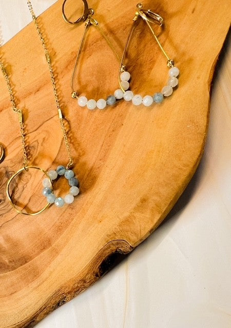 Gem Gradient Teardrop Earring by Santore Jewelry in Aquamarine