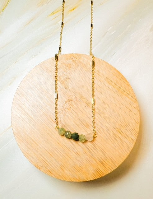Gem Gradient Necklace (5 Stones) by Santore Jewelry in Moss Agate