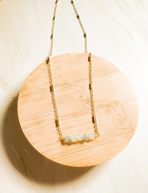 Gem Gradient Necklace (5 Stones) by Santore Jewelry in Aquamarine