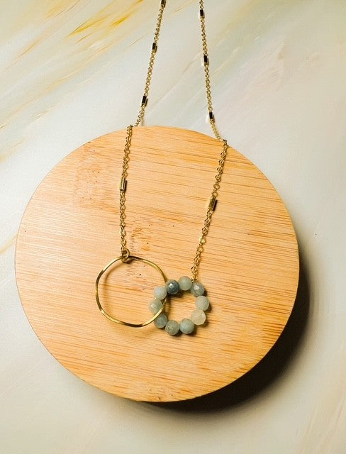 Gem Gradient Link Necklace by Santore Jewelry in Moss Agate