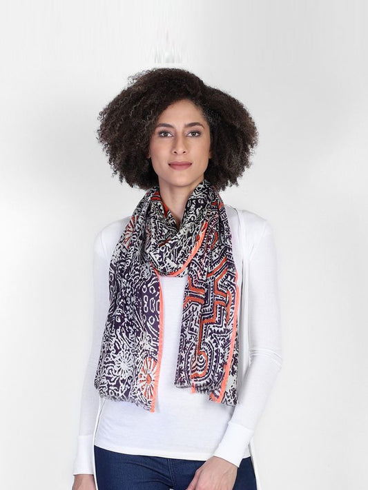 Fable Wrap by Vismaya Scarves in Navy Orange