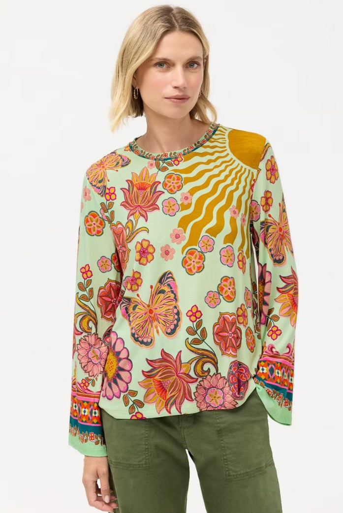 The Janie Favorite Flare Sleeve Crew Neck Tee by Johnny Was in Endora Scarf