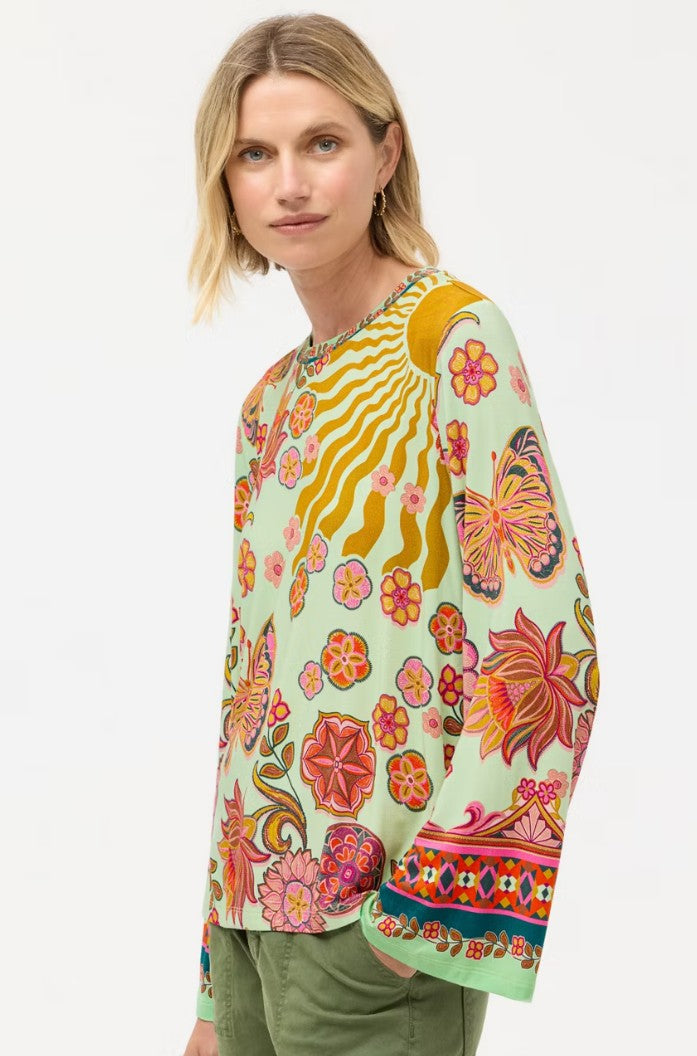 The Janie Favorite Flare Sleeve Crew Neck Tee by Johnny Was in Endora Scarf