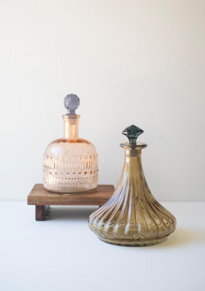 Set of Two Glass Decanters (One Each Design) by Kalalou