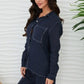 Linen Long Sleeve Button Down Top w/Edge Stitch Detail by Milio Milano in Navy/White