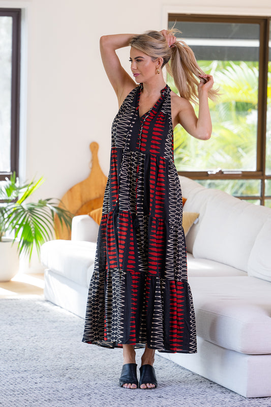 Cotton Layered Maxi Dress by Cienna in Yindi