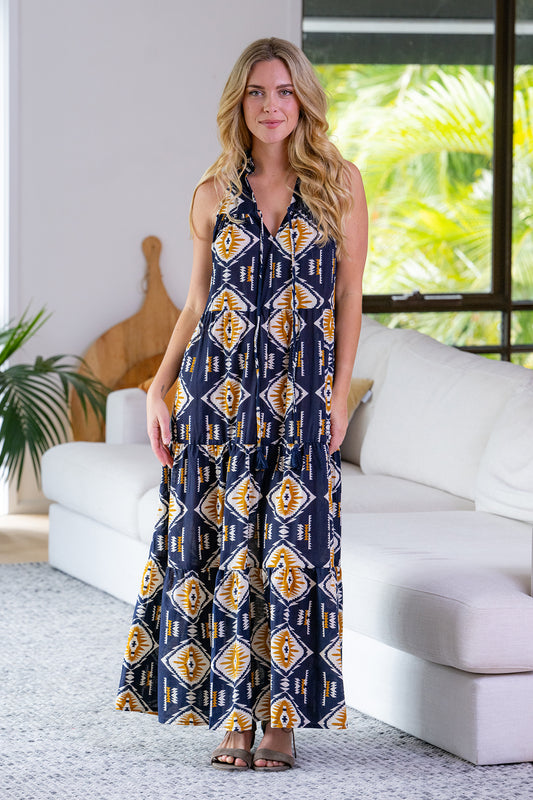 Cotton Layered Maxi Dress by Cienna in Orana