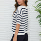 Striped Crochet Knit Sweater by Milio Milano in White/Navy