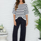 Striped Crochet Knit Sweater by Milio Milano in White/Navy