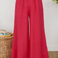 Linen Smocked Waist Palazzo Pants by Milio Milano in Raspberry