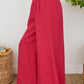 Linen Smocked Waist Palazzo Pants by Milio Milano in Raspberry
