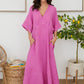 Solid Linen V-Neck Dolman Maxi Dress by Milio Milano in Orchid