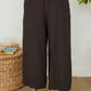 Wide Leg Linen Gaucho Pants by Milio Milano in Chocolate Brown