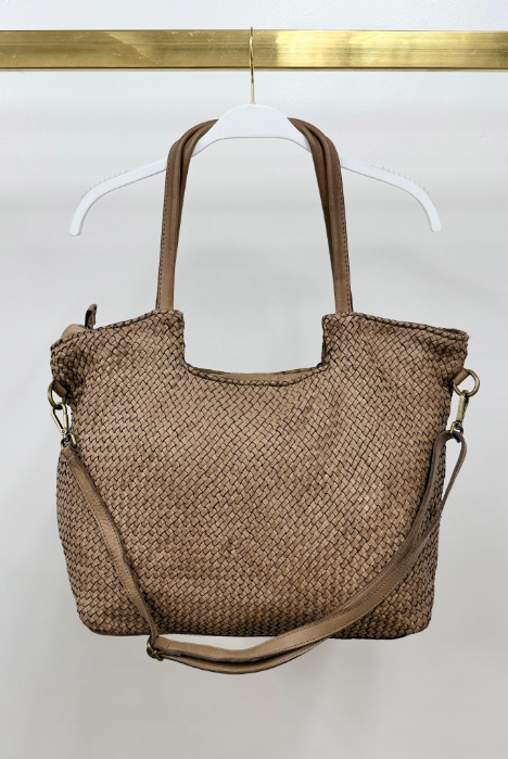 Intrecciato (Braided) Tote Bag by Milio Milano in Mocha
