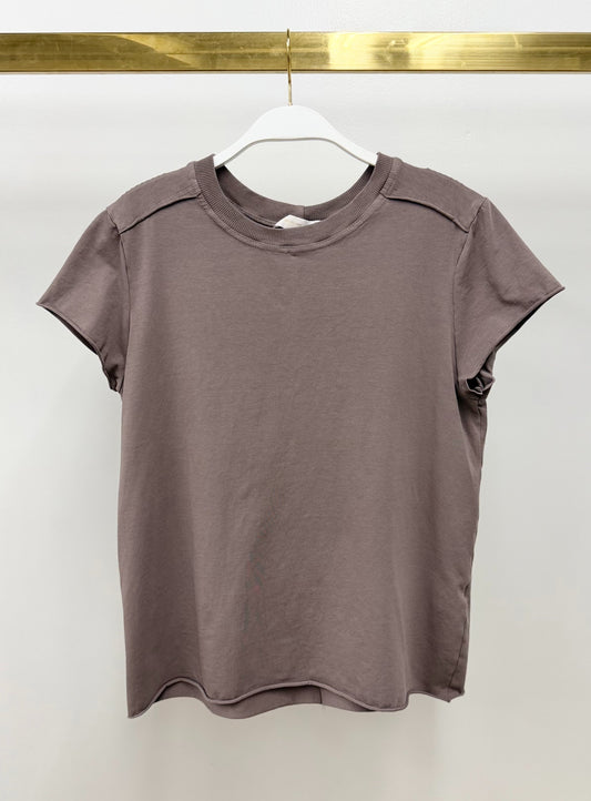 Back Seam Short Sleeve Tee by Milio Milano in Dark Mocha