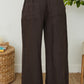 Wide Leg Linen Gaucho Pants by Milio Milano in Chocolate Brown