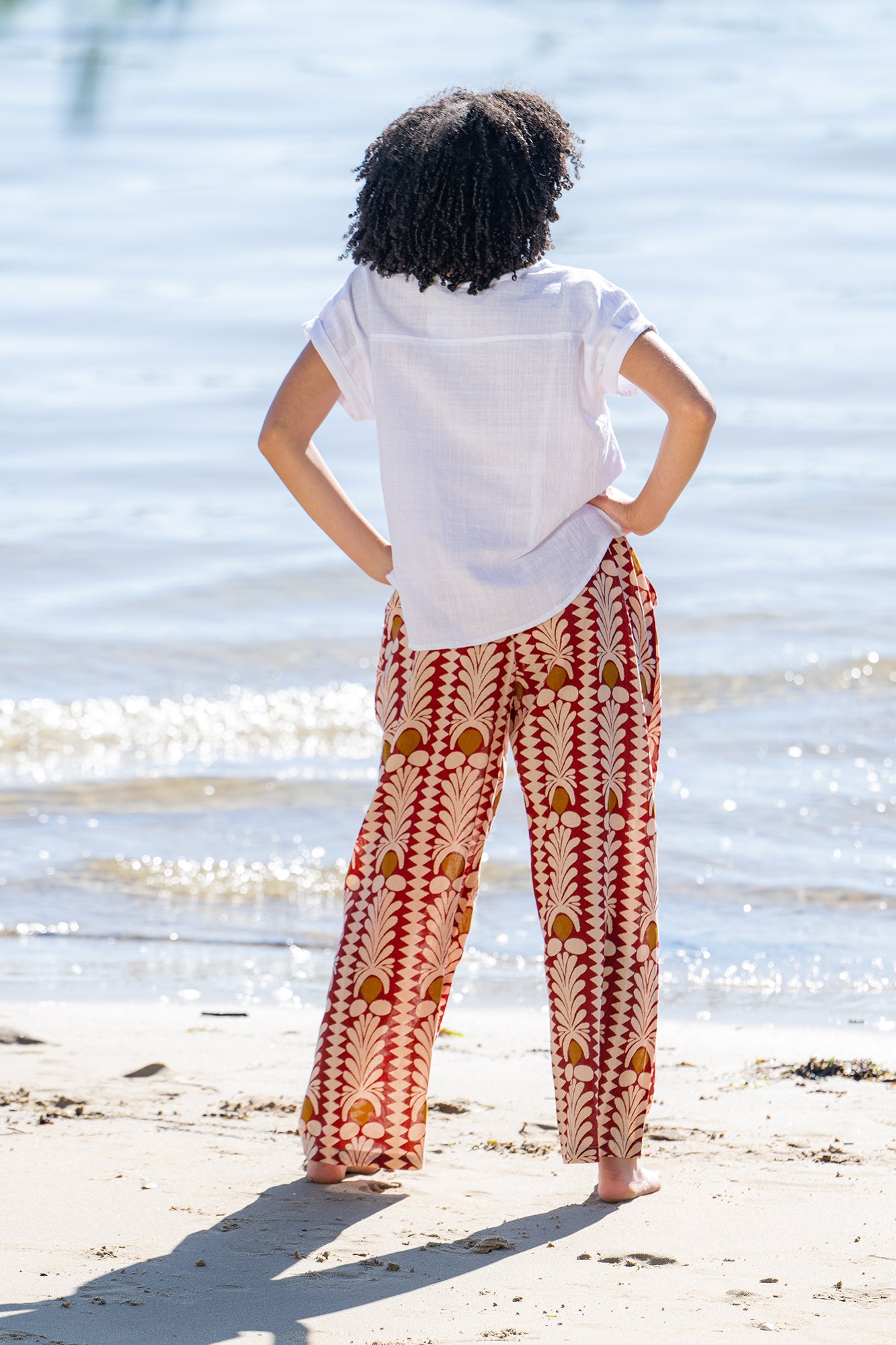 Cotton Hemi Pant by Cienna in Coral