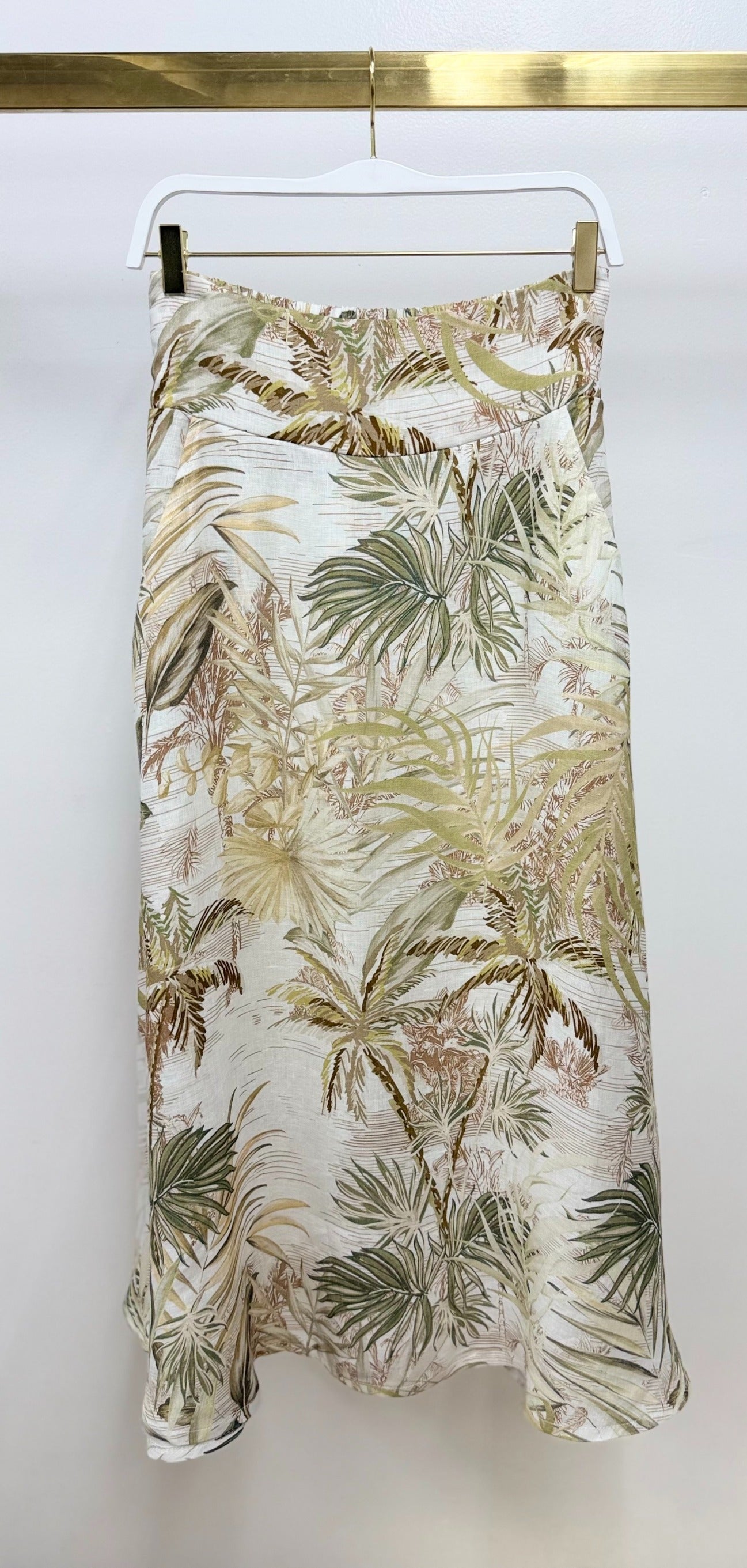 Fan Palm Print Skirt by Milio Milano in Green