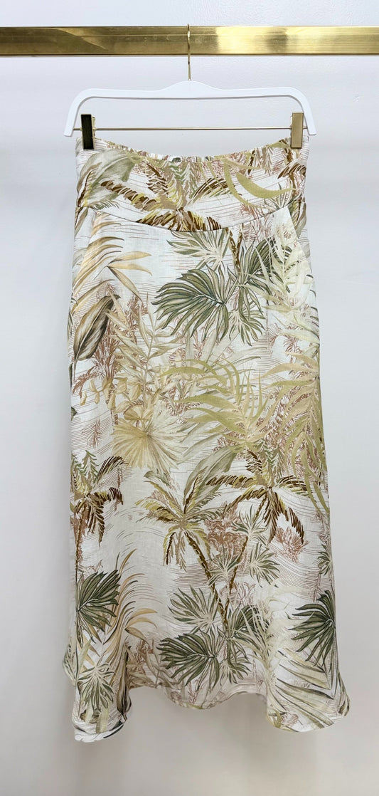 Fan Palm Print Skirt by Milio Milano in Green