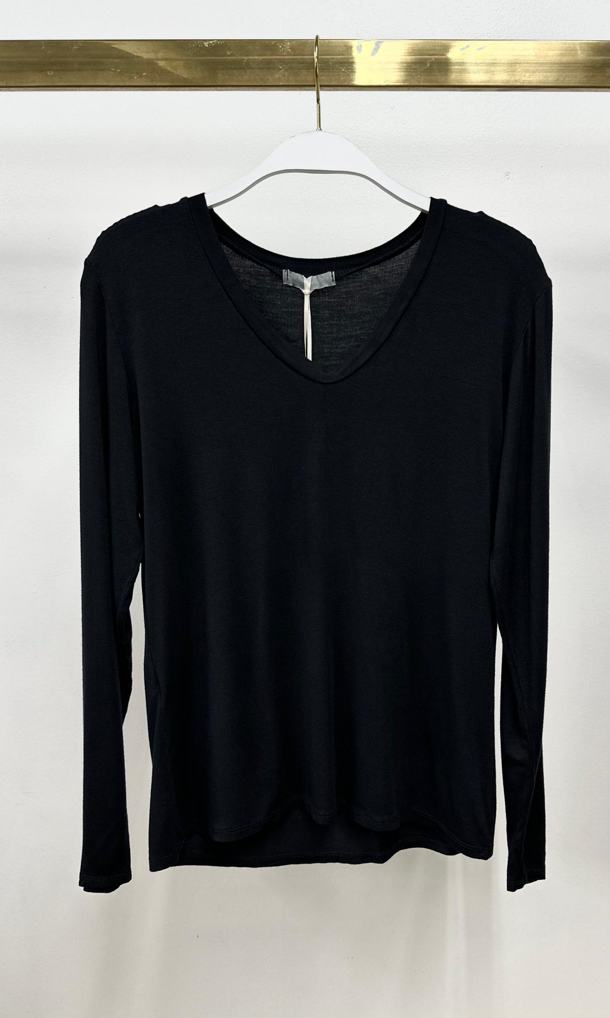 Ultra Soft Viscose Long Sleeve Top by Milio Milano in Black