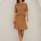 Chevron Crew Neck Short Sleeve Knit Top by Milio Milano in Camel