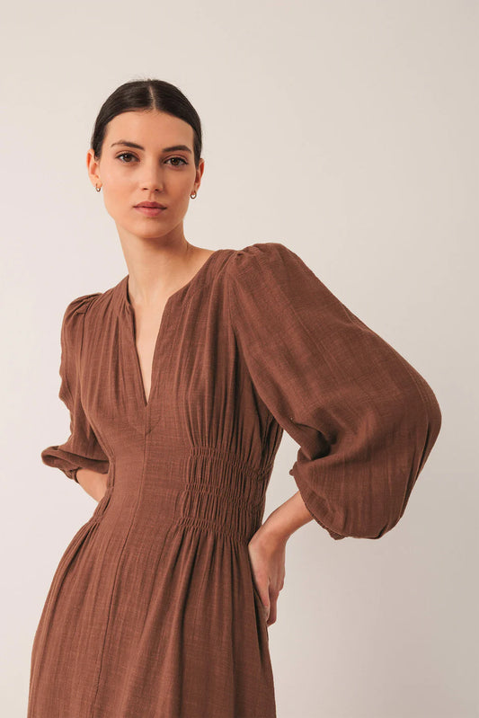 Crepe Cotton Dress by Indi & Cold in Tabacco