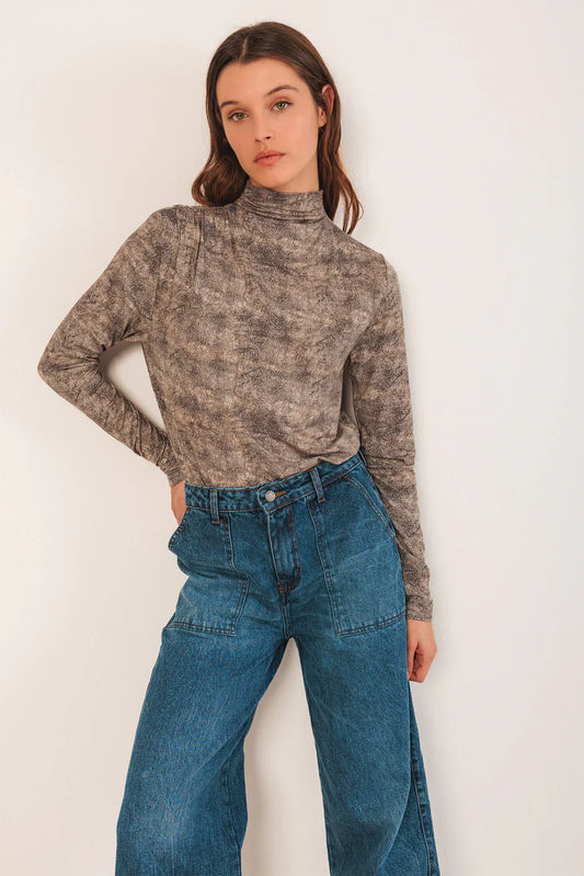 Netting Print Top by Indi & Cold in Carbon