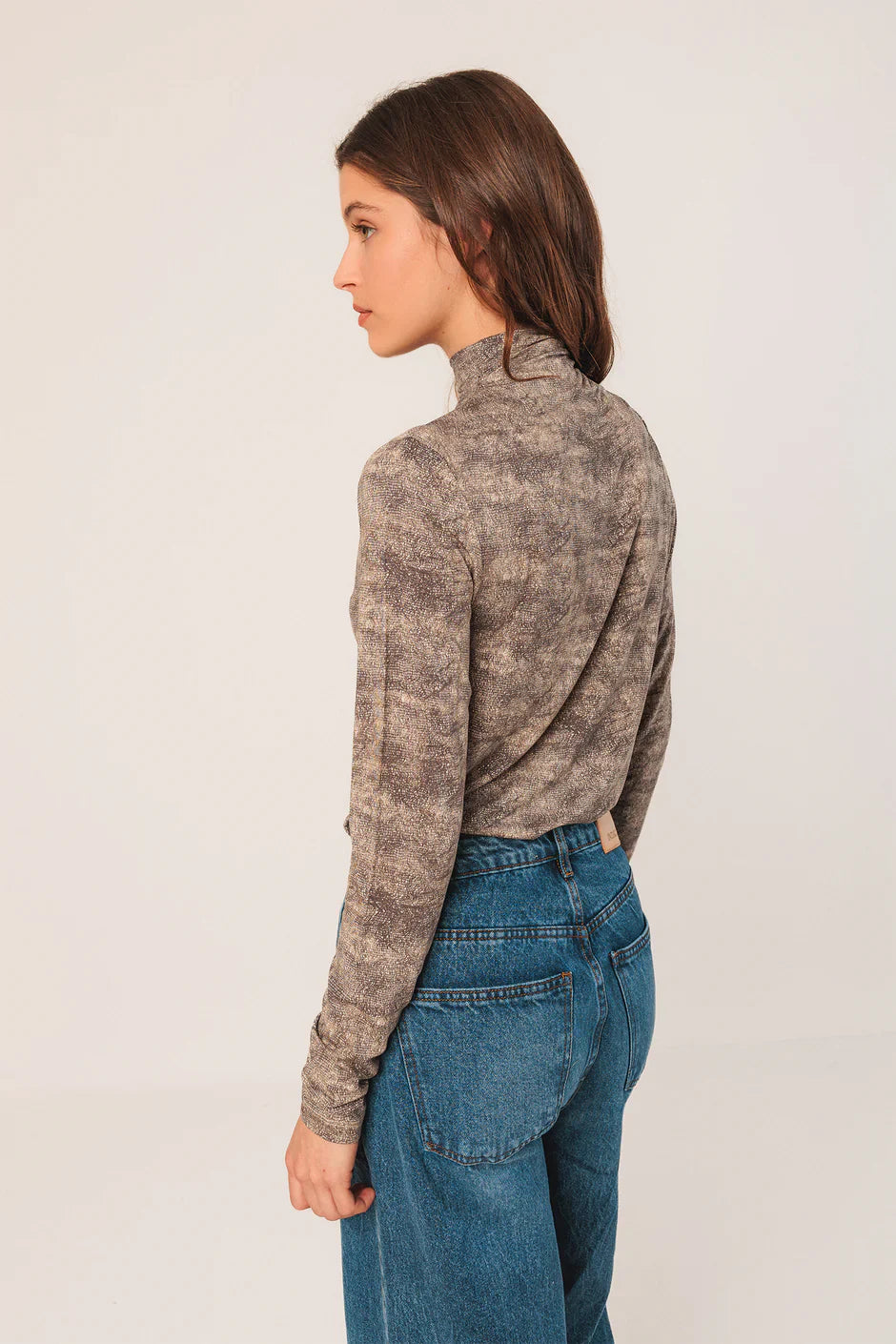 Netting Print Top by Indi & Cold in Carbon