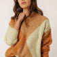 Alpaca Maxi Diamond Intarsia Sweater by Indi & Cold in Camel
