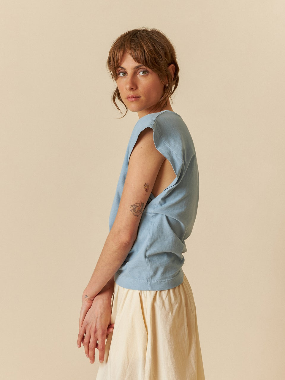 Organic Cotton T-Shirt by Indi & Cold in Azul Vintage