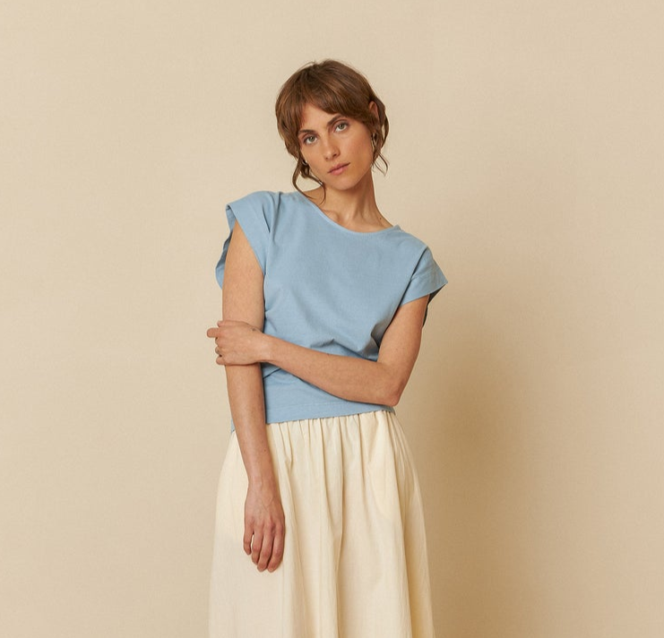 Organic Cotton T-Shirt by Indi & Cold in Azul Vintage