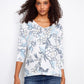Printed Jersey V-Neck 3/4 Sleeve Top by Charlie B in Windflower