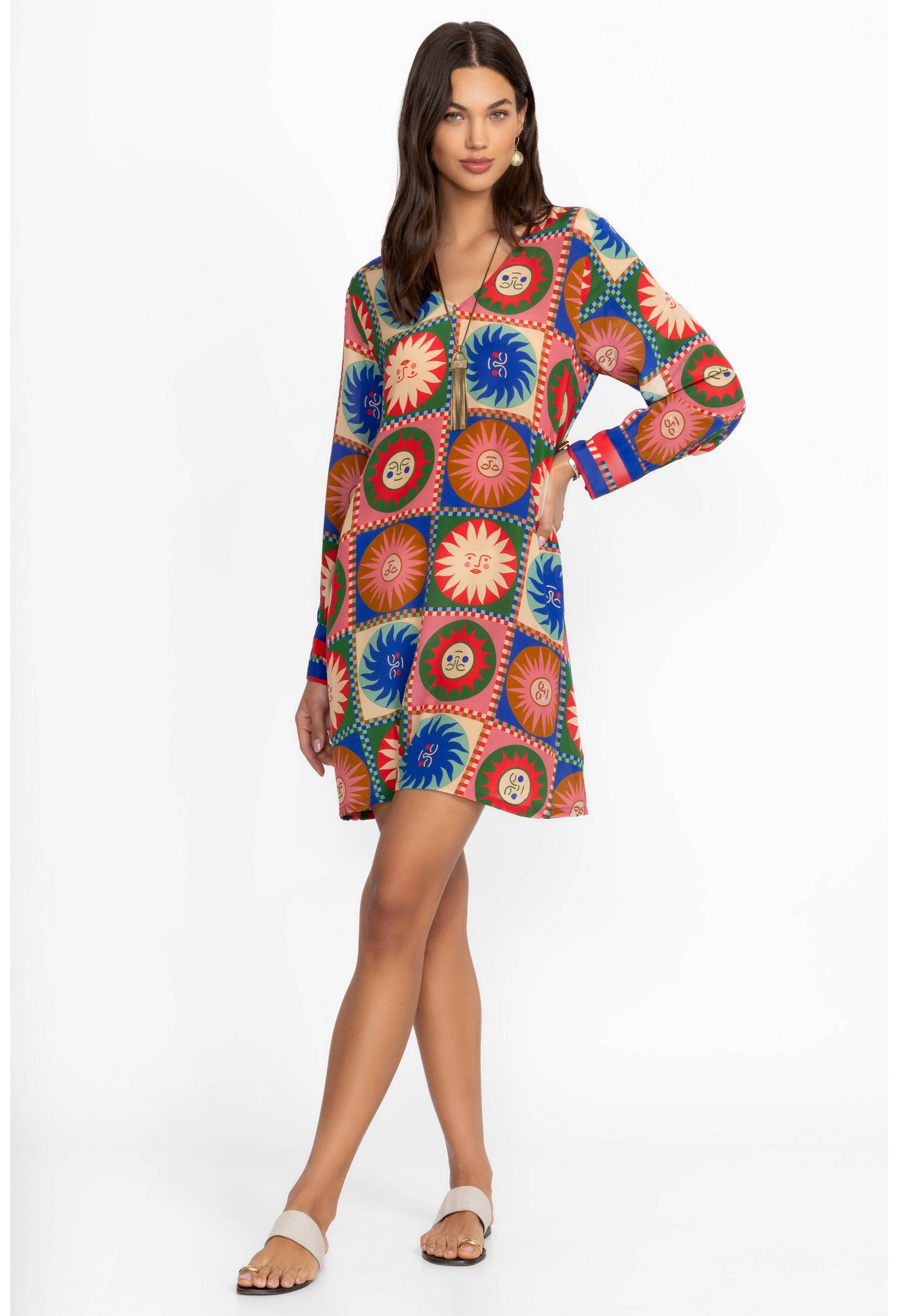 V-Neck Swing Dress by Johnny Was in Lionora