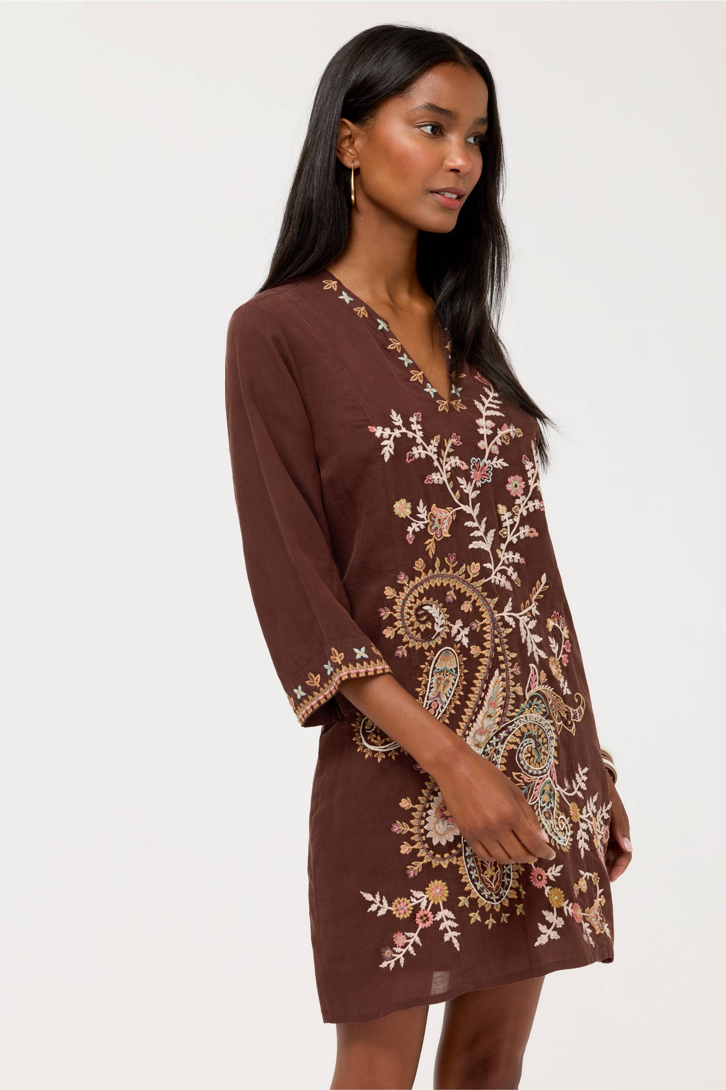 Seamed Swing Dress by Johnny Was in Bitter Chocolate