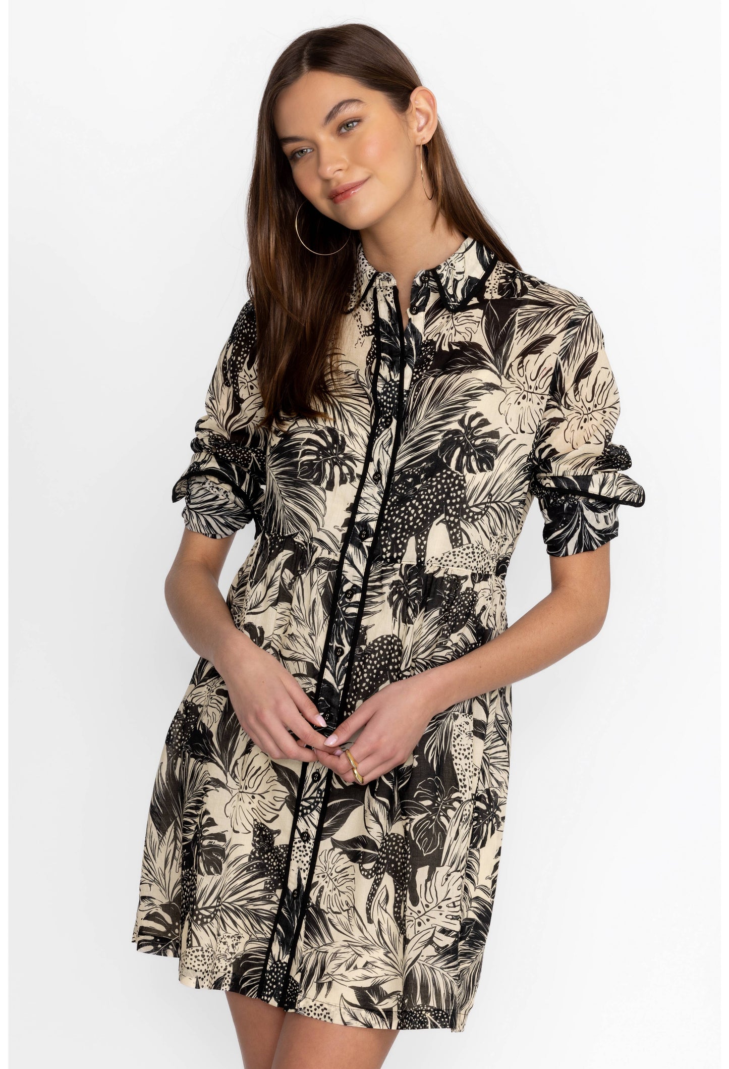 Piping Shirt Dress by Johnny Was in Paolina